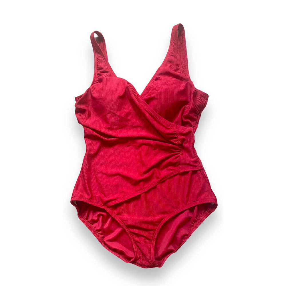 Jantzen Merlot 1 Pc Swim Bathing Suit Slimming Tummy Control EUC Size 14